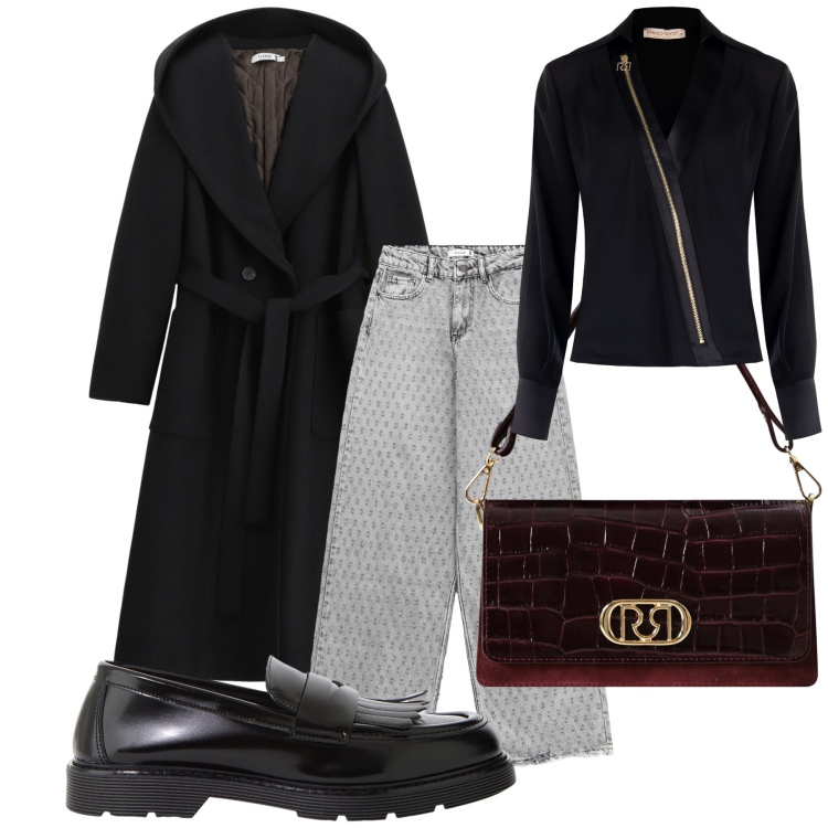 Outfit donna - Soprabito nero…. Un classico. Stile Urban per Tutti i giorni. Abbinamento con bluse, borse a mano, jeans, cappotti, mocassini.