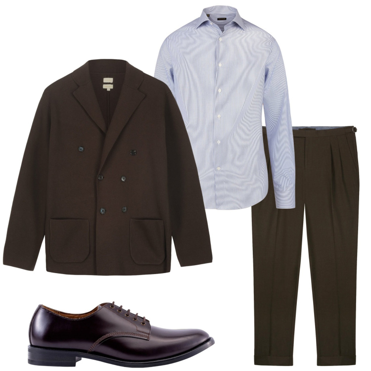 Outfit uomo - Riunione in ufficio. Stile Business/Elegante per Ufficio. Abbinamento con camicie, scarpe stringate, pantaloni, giacche.