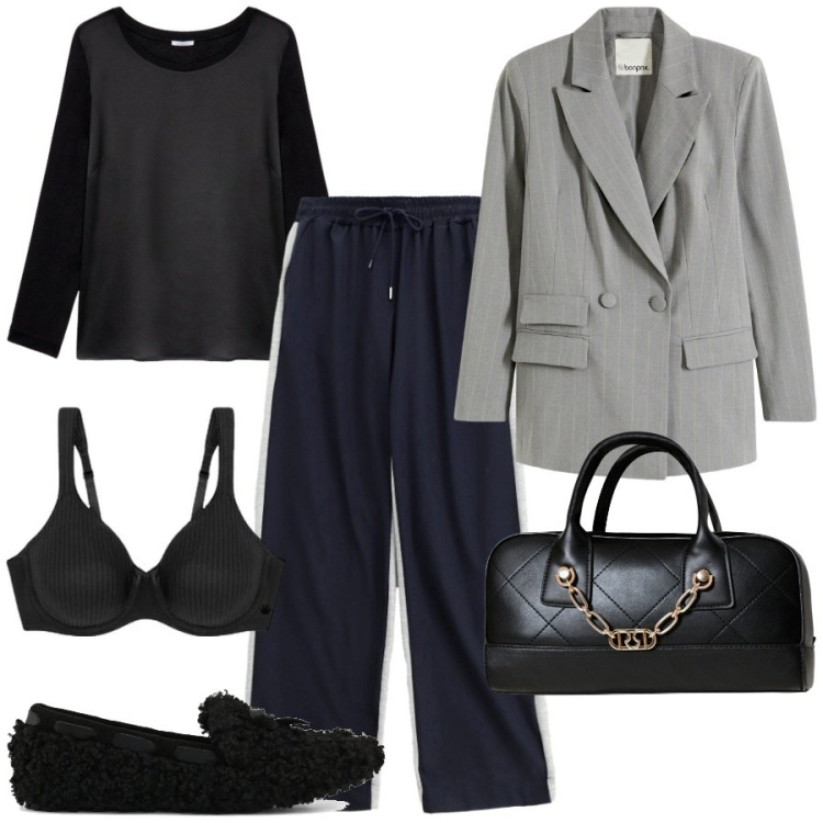 Outfit donna - Mocassino fur Colors of California. Stile Trendy per Ufficio. Abbinamento con blazer, borse a mano, pantaloni, reggiseni, t-shirt, mocassini.