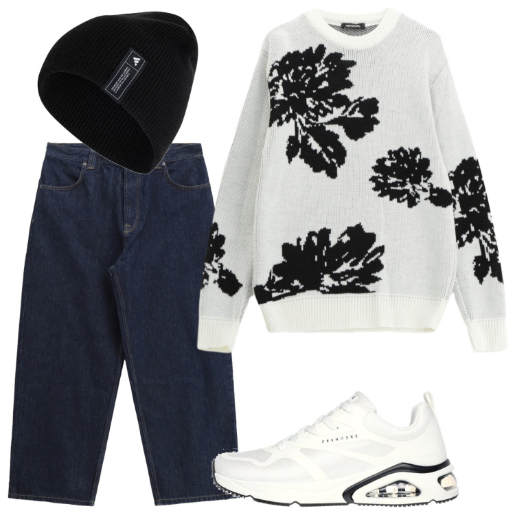 Outfit uomo - In giro. Stile Urban per Tutti i giorni. Abbinamento con jeans, pullovers, sneakers, berretti.