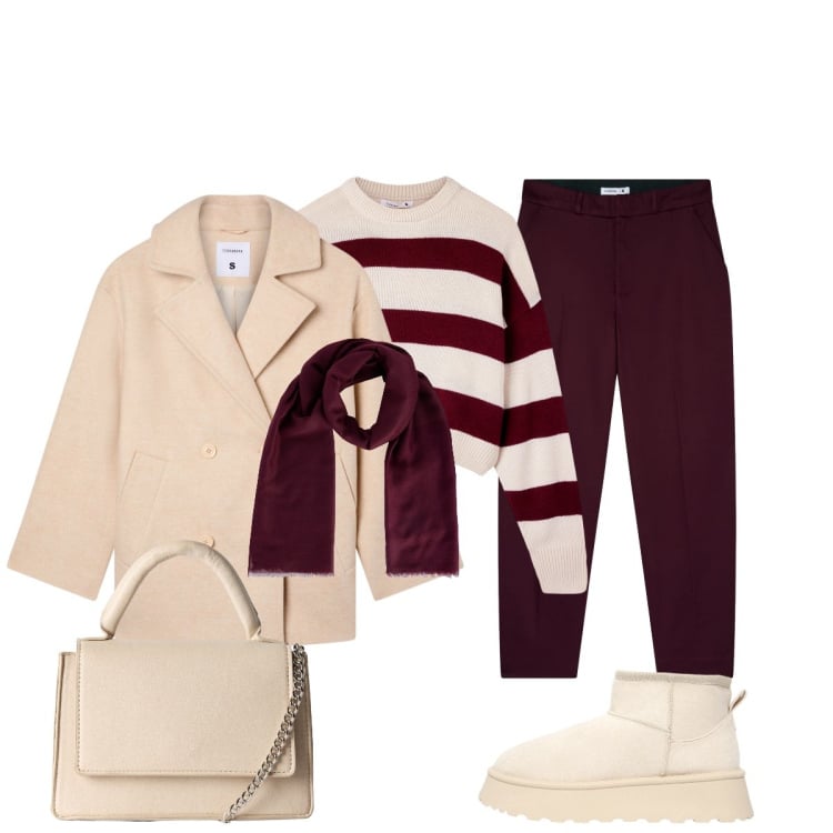 Outfit donna - Aspettando l’autunno con Terranova. Stile Casual chic per Tutti i giorni. Abbinamento con pantaloni chino, maglieria, caban, borse a tracolla, foulard, stivaletti.