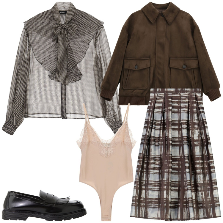 Outfit donna - Dixie Total look. Stile Trendy per Tutti i giorni. Abbinamento con body, mocassini, gonne lunghe, cappotti, camicie.