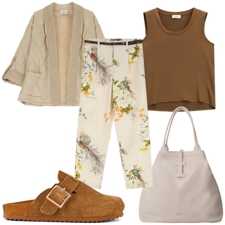 Outfit donna - Dixie FW25 :in marrone. Stile Trendy per Tutti i giorni. Abbinamento con borse tote, giacche, pantaloni chino, top, sabot.