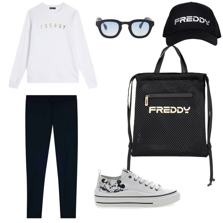 Outfit donna - Comunque comodi. Stile Sporty chic per Tutti i giorni. Abbinamento con occhiali da sole, felpe, zaini, cappelli, leggings, sneakers.