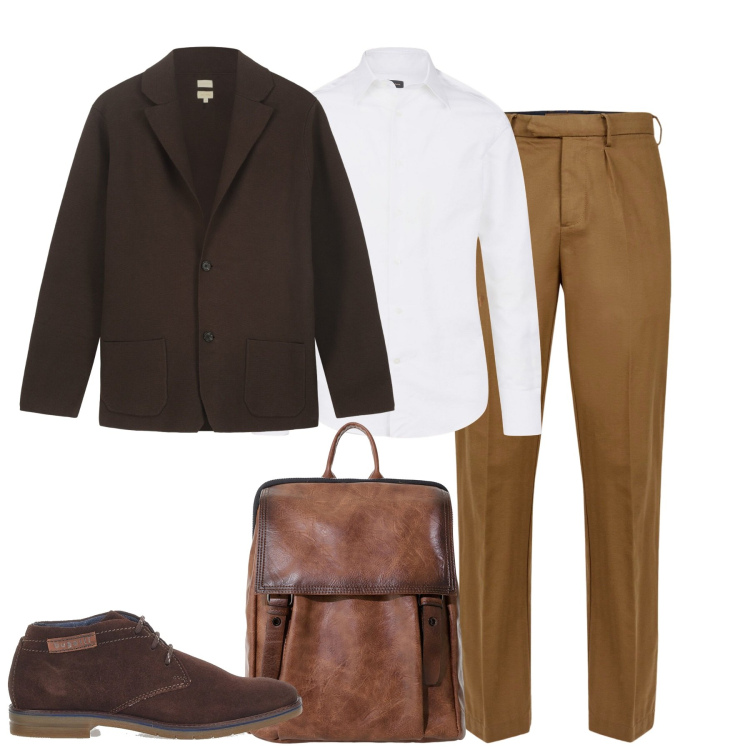 Outfit uomo - Doppelganger. Stile Urban per Tutti i giorni. Abbinamento con borse sportive, scarpe stringate, camicie, pantaloni, giacche.