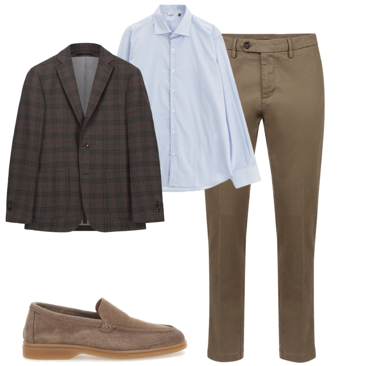 Outfit uomo - City. Stile Urban per Tutti i giorni. Abbinamento con camicie, pantaloni chino, scarpe stringate, giacche.