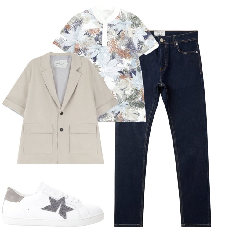 Outfit uomo - Settembre. Stile Casual per Tutti i giorni. Abbinamento con jeans skinny, giacche, sneakers, polo.