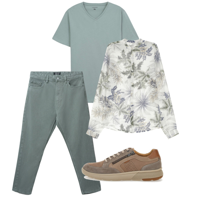 Outfit uomo - Settembre. Stile Casual per Tutti i giorni. Abbinamento con jeans, t-shirt, camicie, scarpe stringate.