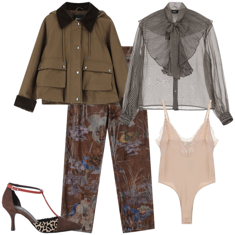 Outfit donna - Dixie dall ufficio alla serata. Stile Glamour per Serata fuori. Abbinamento con camicie, body, blazer, décolleté, pantaloni.