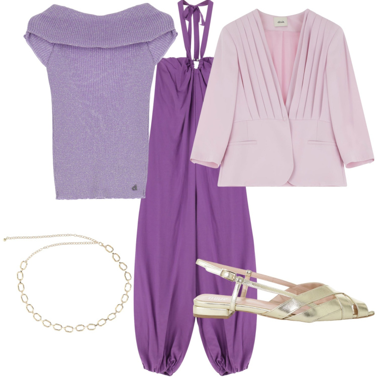 Outfit donna - Dixie originale serata. Stile Trendy per Serata fuori. Abbinamento con pullovers, sandali, blazer, tute, collane.