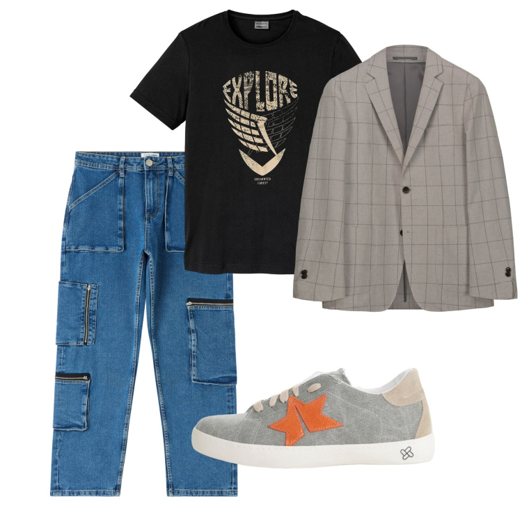 Outfit uomo - Dublino. Stile Urban per Tutti i giorni. Abbinamento con t-shirt, jeans, sneakers, giacche.