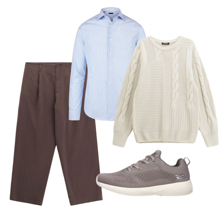 Outfit uomo - Settembre. Stile Casual per Tutti i giorni. Abbinamento con pantaloni, maglieria, camicie, sneakers.