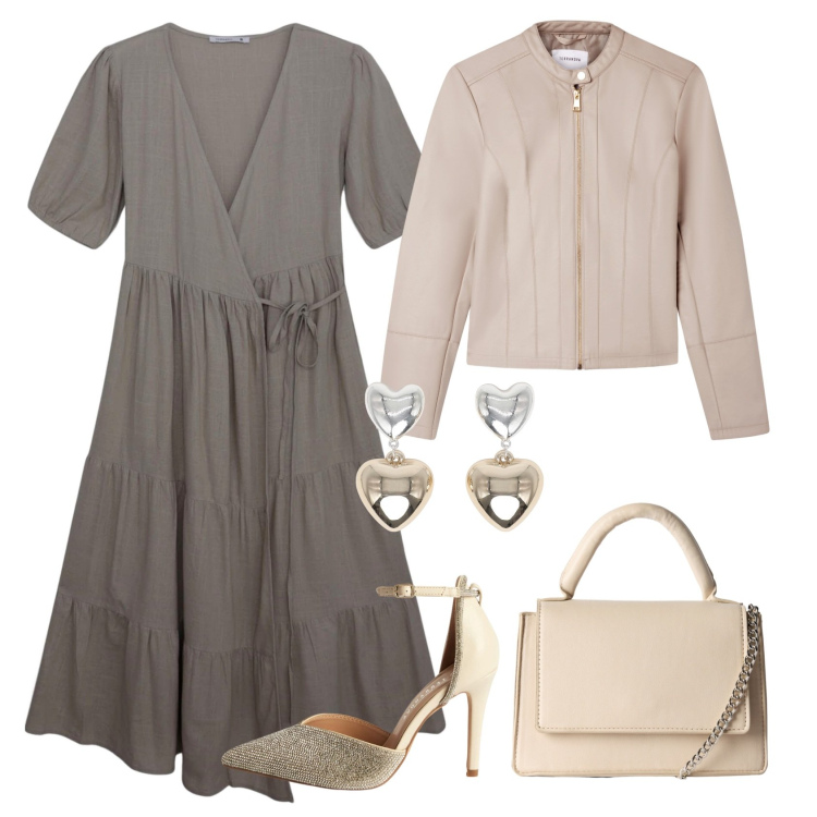 Outfit donna - Total look #2245479. Stile Casual chic per Serata fuori. Abbinamento con vestiti lunghi, giacche, décolleté, orecchini, borse a tracolla.
