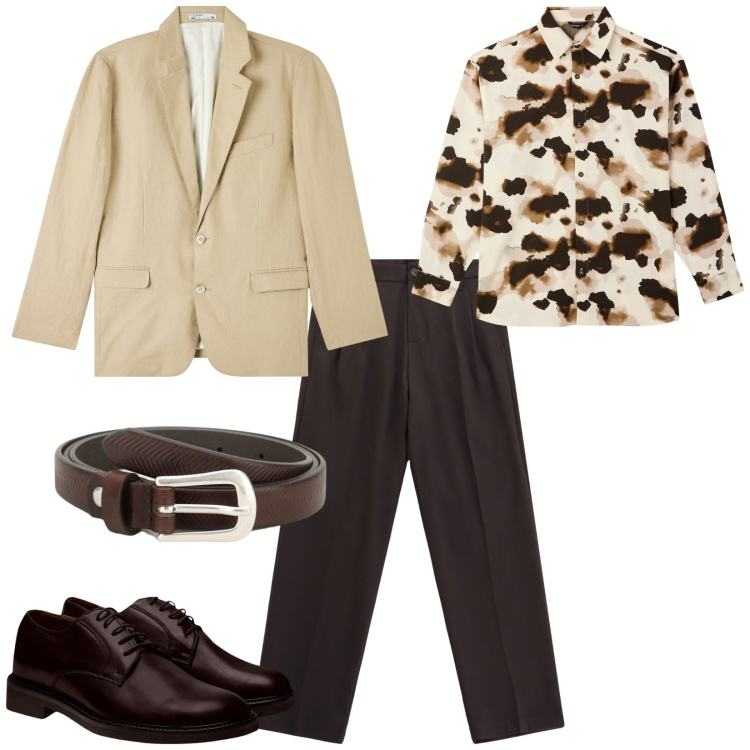Outfit uomo - Total look #2245532. Stile Trendy per Serata speciale. Abbinamento con giacche, camicie, cinture, pantaloni, scarpe stringate.