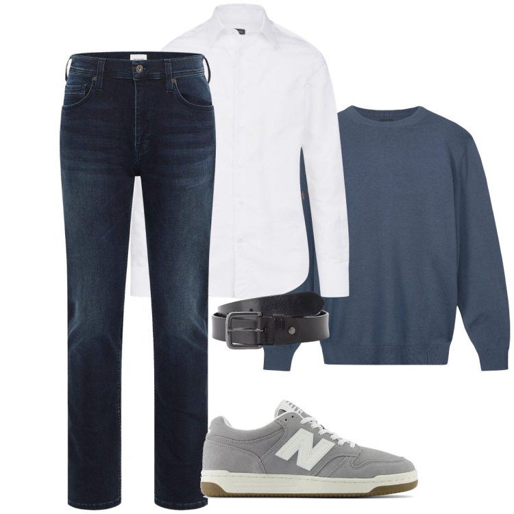 Outfit uomo - Total look #2245547. Stile Casual per Tutti i giorni. Abbinamento con jeans slim fit, sneakers, cinture, maglieria, camicie.
