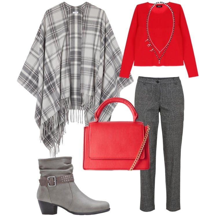 Outfit donna - Total look #2245554. Stile Casual chic per Tutti i giorni. Abbinamento con pantaloni, stivaletti, cappotti, borse a tracolla, collane, pullovers.