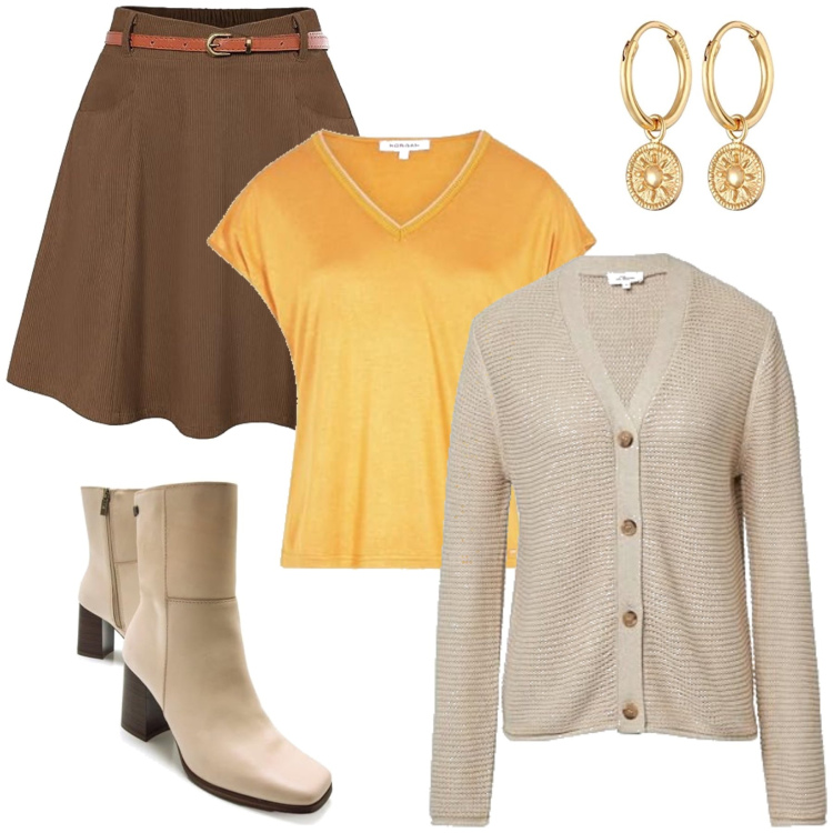 Outfit femme - Isaure. Style Bon Ton pour Tous les jours. Assortir avec bottines, minijupes, t-shirts, boucles d'oreilles, gilets.