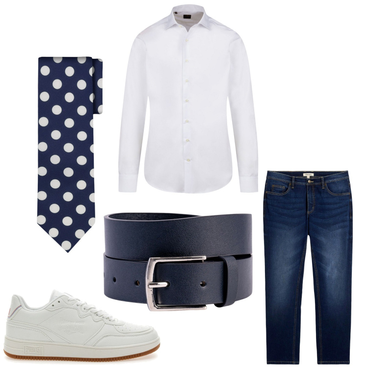 Outfit uomo - Classico. Stile Business/Elegante per Serata speciale. Abbinamento con jeans dritti, sneakers, cravatte, cinture, camicie.