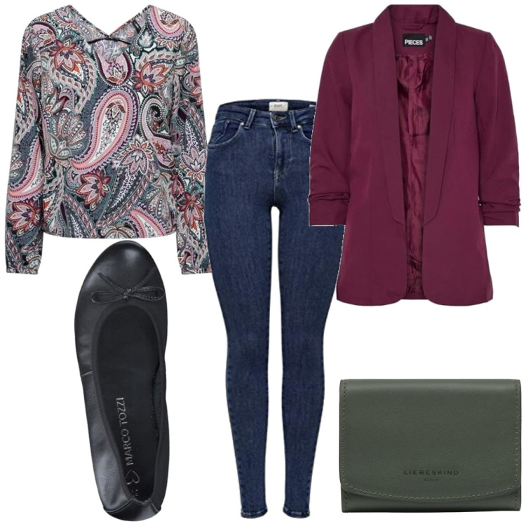 Outfit femme - Basique #4771. Style Basique pour Tous les jours. Assortir avec hauts, ballerines, jean skinny, blazers, sacs à main.