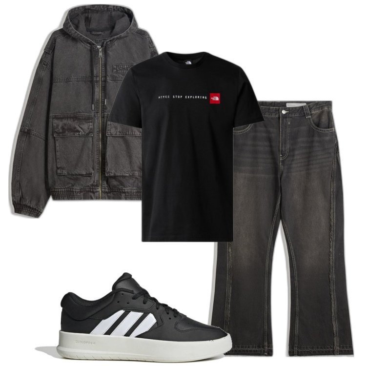 Outfit hombre - Casual look. Estilo Casual para Todos los días. Combinación con chaquetas, vaqueros, sneakers, camiseta.