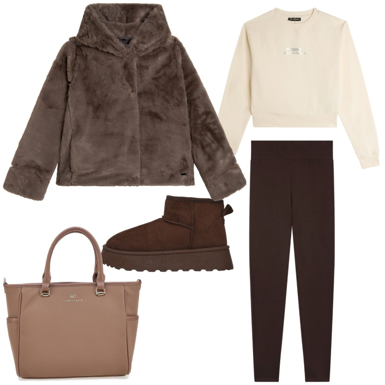 Outfit donna - Autumn collection. Stile Trendy per Tutti i giorni. Abbinamento con leggings, stivaletti, blazer, felpe, borse a tracolla.