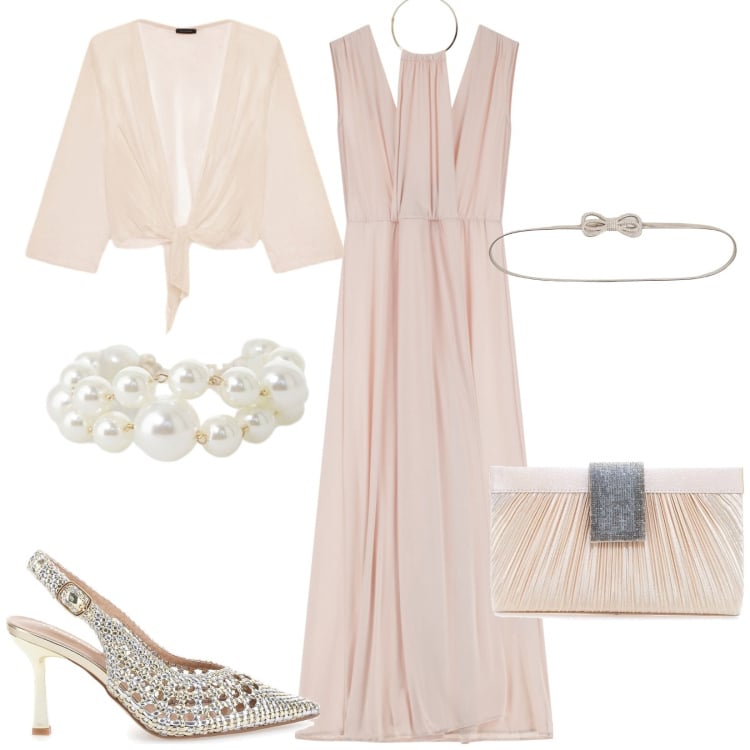 Outfit donna - Pronta per la cerimonia. Stile Bon Ton per Cerimonia. Abbinamento con cinture, vestiti lunghi, anelli, décolleté, pochette, blazer.