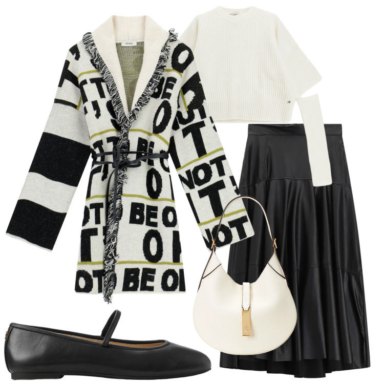Outfit donna - FW25 Dixie. Stile Sporty chic per Serata fuori. Abbinamento con cardigans, gonne lunghe, maglieria, borse a spalla, ballerine.