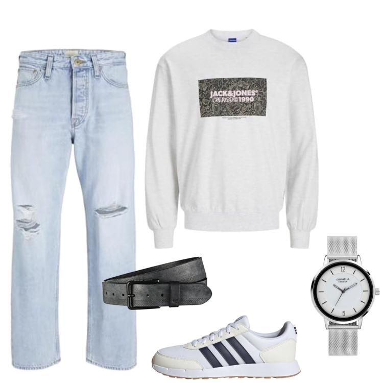 Outfit homme - Ludo. Style Urban pour Tous les jours. Assortir avec montres analogiques, sweat-shirts, jeans, ceintures, sneakers.