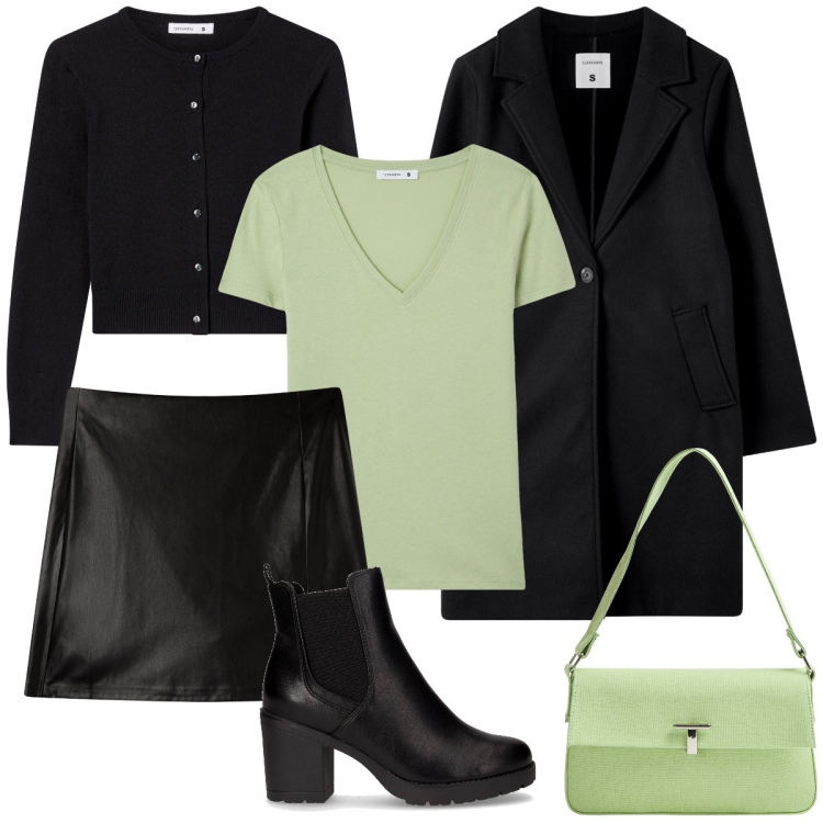 Outfit donna - Questa sono io - parte 2. Stile Casual per Tutti i giorni. Abbinamento con t-shirt, borse a spalla, minigonne, cappotti, cardigans, stivaletti chelsea.