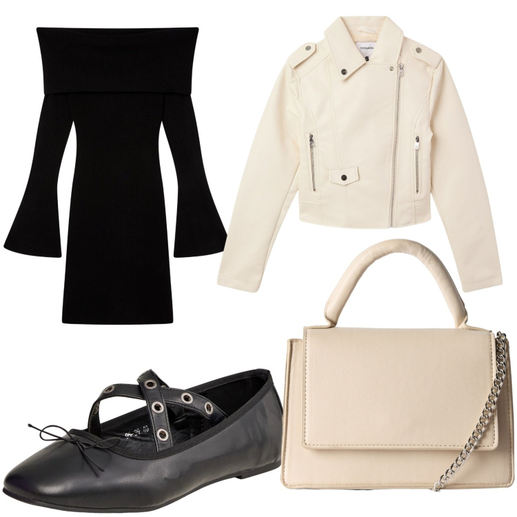 Outfit donna - Nuova collezione Terranova. Stile Casual per Tutti i giorni. Abbinamento con ballerine, giacche, borse a tracolla, vestiti corti.