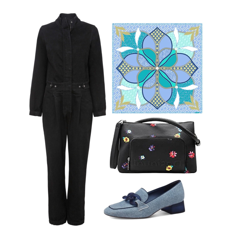Outfit femme - Septembre. Style Glamour pour Tous les jours. Assortir avec combinaisons, sacs en bandoulière, chaussures à talon, foulards.
