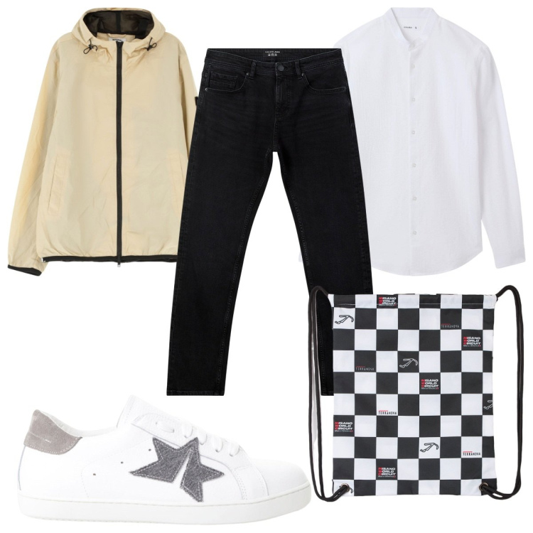 Outfit uomo - Total look #2245798. Stile Trendy per Tutti i giorni. Abbinamento con borse sportive, jeans, camicie, giacche, sneakers.