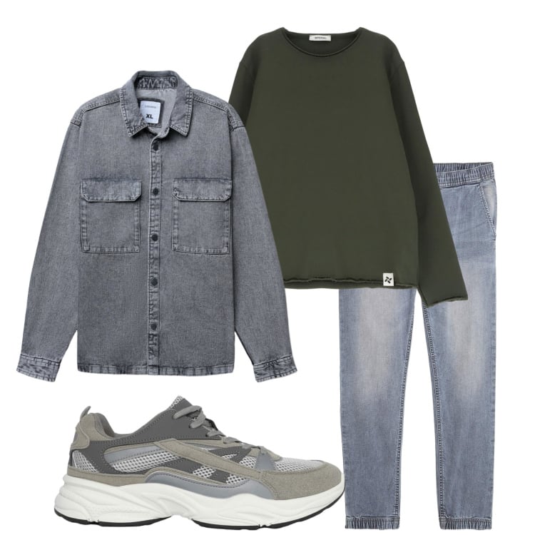 Outfit uomo - Giacca in denim. Stile Casual per Tutti i giorni. Abbinamento con jeans, sneakers, cappotti, felpe.