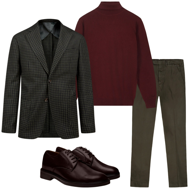 Outfit uomo - Ci vediamo puntuali. Stile Business/Elegante per Ufficio. Abbinamento con giacche, scarpe stringate, pantaloni, maglieria.