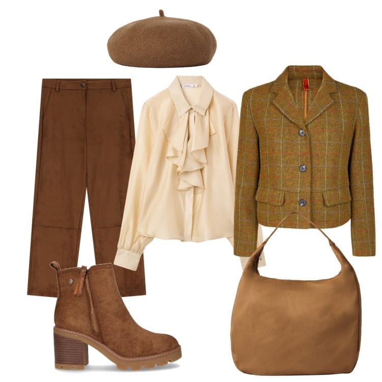 Outfit donna - Un po’ bohémien…. Stile Preppy per Tutti i giorni. Abbinamento con camicie, borse a mano, pantaloni, blazer, stivaletti, cappelli e berretti.
