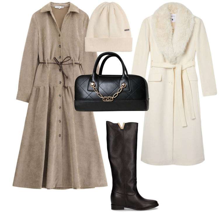 Outfit donna - Quando arriverà il freddo. per Tutti i giorni. Abbinamento con cappotti, borse a mano, vestiti lunghi, cappelli, stivali.