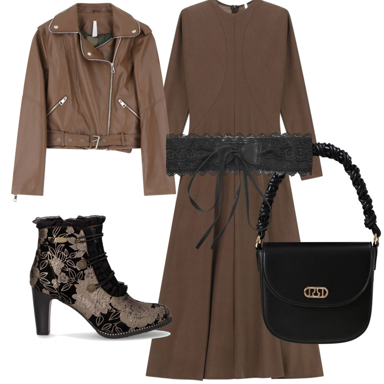 Outfit donna - Splendido stivaletto. Stile Glamour per Ufficio. Abbinamento con cinture, borse a mano, vestiti lunghi, giacche, stivaletti.