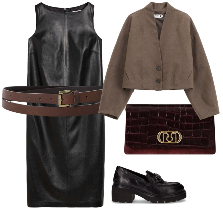 Outfit donna - In città in questo periodo. Stile Urban per Tutti i giorni. Abbinamento con vestiti, borse a mano, blazer, cinture, décolleté.