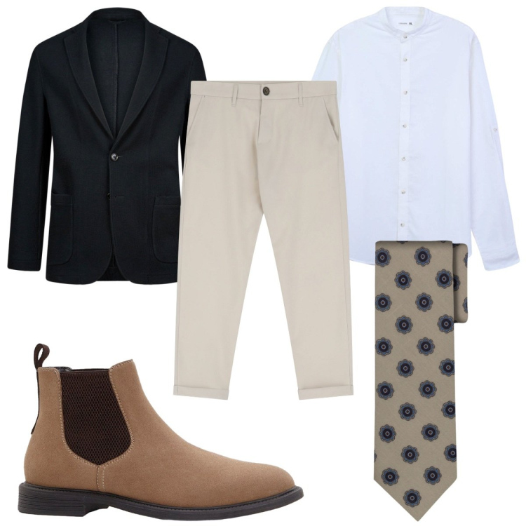 Outfit uomo - Total look #2246091. Stile Casual per Tutti i giorni. Abbinamento con stivali e stivaletti, camicie, pantaloni chino, giacche, cravatte.