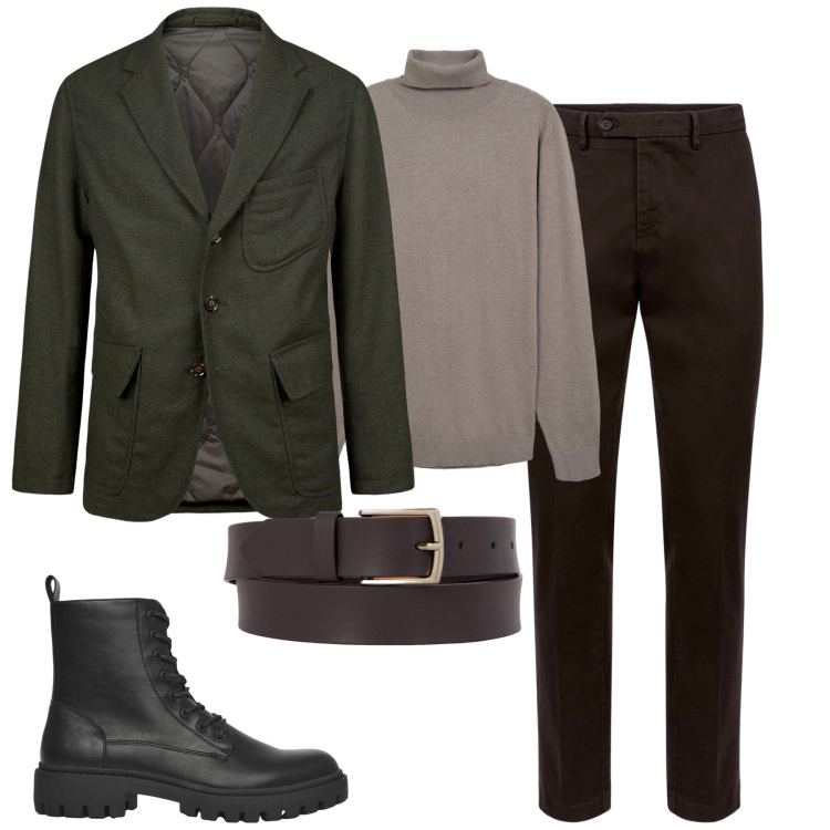 Outfit uomo - Il blazer per l"autunno. Stile Urban per Tutti i giorni. Abbinamento con anfibi, maglieria, pantaloni chino, giacche, cinture.