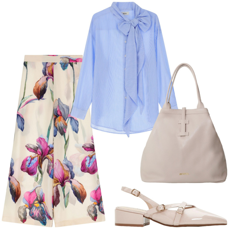 Outfit donna - Total look #2246267. Stile Casual chic per Ufficio. Abbinamento con décolleté, borse tote, camicie, pantaloni.