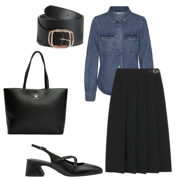 Outfit mujer - Urban style. Estilo Urban para Todos los días. Combinación con camisas, faldas largas, bolso tote, bailarinas, cinturones.