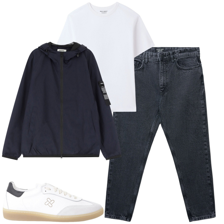 Outfit uomo - Total look #2246310. Stile Casual per Tutti i giorni. Abbinamento con t-shirt, jeans strappati, giacche, sneakers.