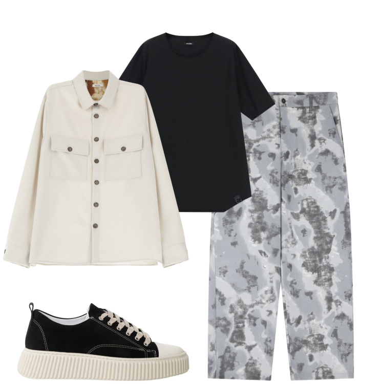 Outfit uomo - Imperial. Stile Urban per Tutti i giorni. Abbinamento con camicie, pantaloni, sneakers, t-shirt.