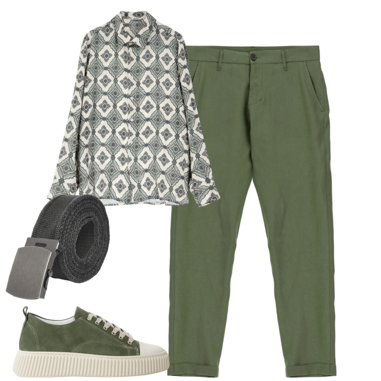 Outfit uomo - Settembre. Stile Urban per Tutti i giorni. Abbinamento con cinture, camicie, sneakers, pantaloni.