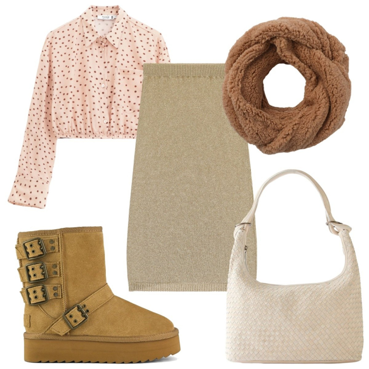 Outfit donna - Total look #2246417. Stile Trendy per Tutti i giorni. Abbinamento con shopping bag, sciarpe, gonne longuette, camicie, stivaletti.