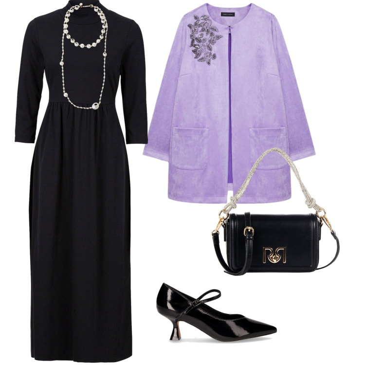 Outfit donna - Un invito a sorpresa. per Serata fuori. Abbinamento con vestiti midi/longuette, borse a mano, collane, trench, décolleté.