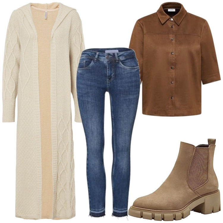 Outfit femme - Basique #4793. Style Basique pour Tous les jours. Assortir avec gilets, boots, jeans, chemisiers.