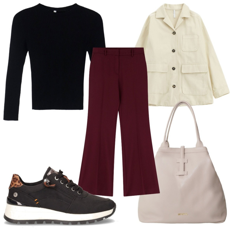 Outfit donna - Imperial FW 25- tutti i giorni. Stile Trendy per Tutti i giorni. Abbinamento con borse tote, maglieria, cappotti, pantaloni, sneakers.
