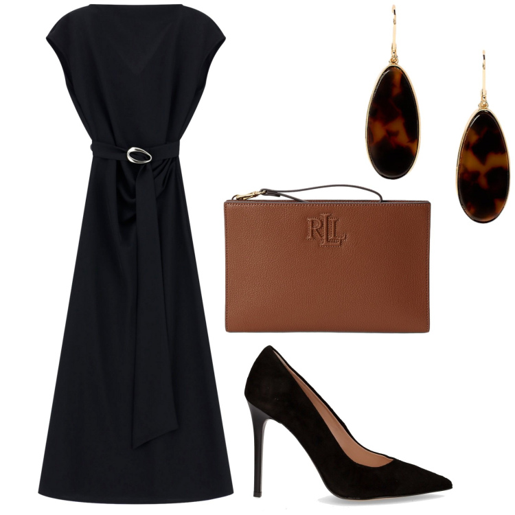 Outfit donna - Total look #2246592. Stile Chic per Serata fuori. Abbinamento con vestiti lunghi, pochette, orecchini, décolleté.